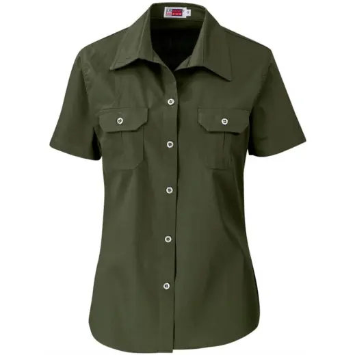 Ladies Short Sleeve Wildstone Shirt Military Green Front